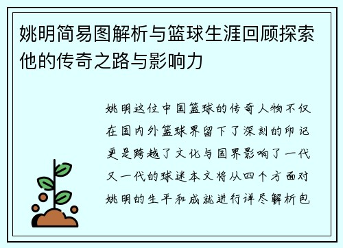 姚明简易图解析与篮球生涯回顾探索他的传奇之路与影响力